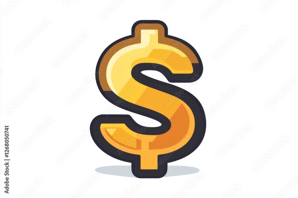 Shiny gold dollar sign with subtle shadow and glowing effect Shiny gold dollar sign with subtle shadow and glowing effect