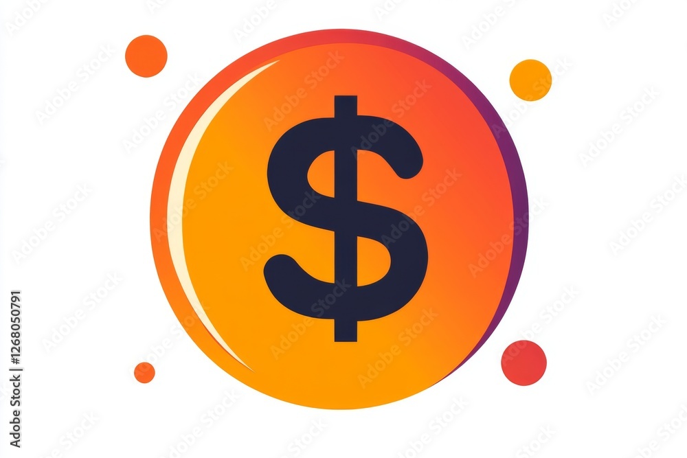 Large orange circle with a black dollar sign in the center Large orange circle with a black dollar sign in the center