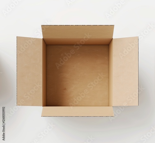 3D-rendered brown kraft cardboard box on a white background, isolated and minimalistic. Ideal for packaging, shipping, delivery, and ecommerce mockups.