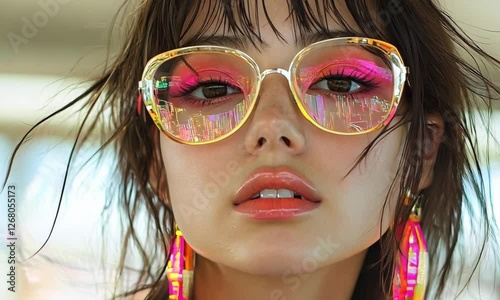 Fashion-Forward Harajuku Fan Girl Model Exuding Confidence
