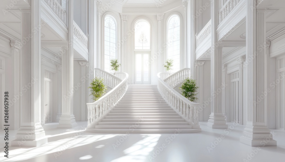 Fototapeta premium Grand White Staircase in a Luxurious Palace