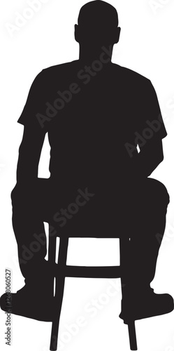 vector; silhouette of a back man sitting on chair,
