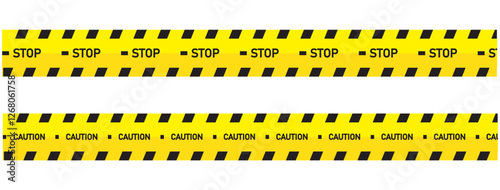 Caution line and danger tapes on white background. Vector illustration.