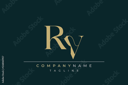 Elegant Monogram with Sophisticated Typography Design Featuring RV with Sophisticated Typography