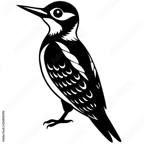 woodpecker bird black silhouette vector, Simple silhouette Design vector icon with white background. Wild Animal Vector. Bird Vector 