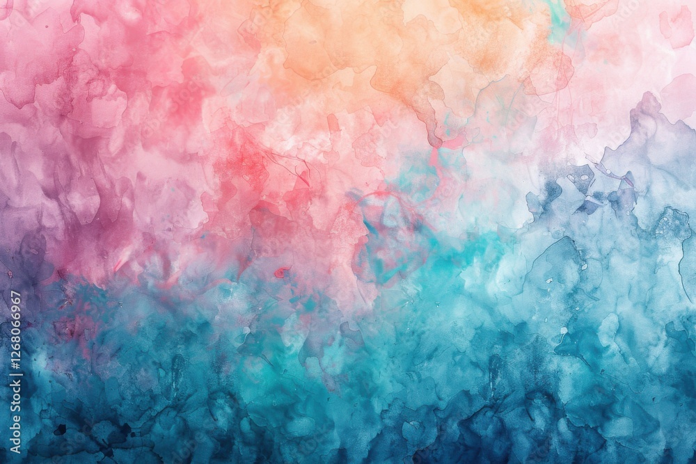 Fototapeta premium Gentle watercolor effect background in pastel pink, blue, and green, evoking a peaceful and artistic feel