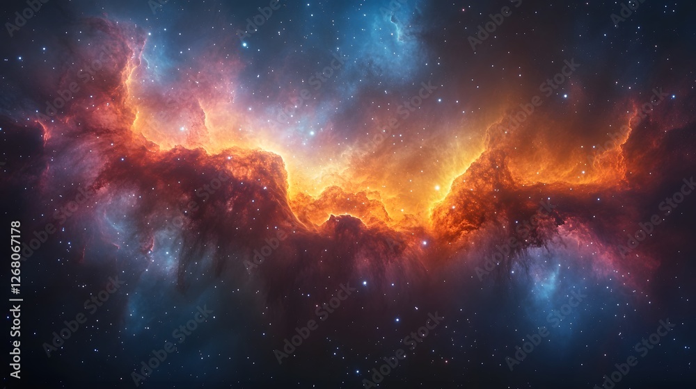Vivid Visualization of a Colorful Interstellar Nebula in Outer Space Vivid Visualization of a Colorful Interstellar Nebula in Outer Space