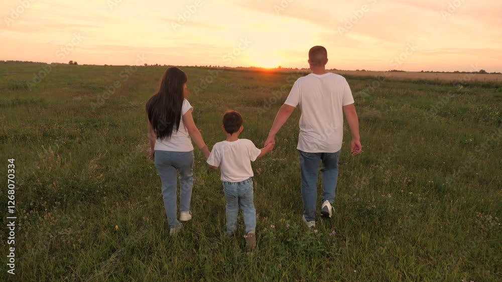 man woman child walking sunset holding hands, wild flowers, woman man child nature trip, family holiday, picnic in nature, view from back, people walking green meadow summer nature, group people field man woman child walking sunset holding hands, wild flowers, woman man child nature trip, family holiday, picnic in nature, view from back, people walking green meadow summer nature, group people field