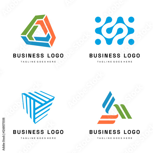 Abstract Triangular Logo Set: Colorful Business Design with Fluid Shapes