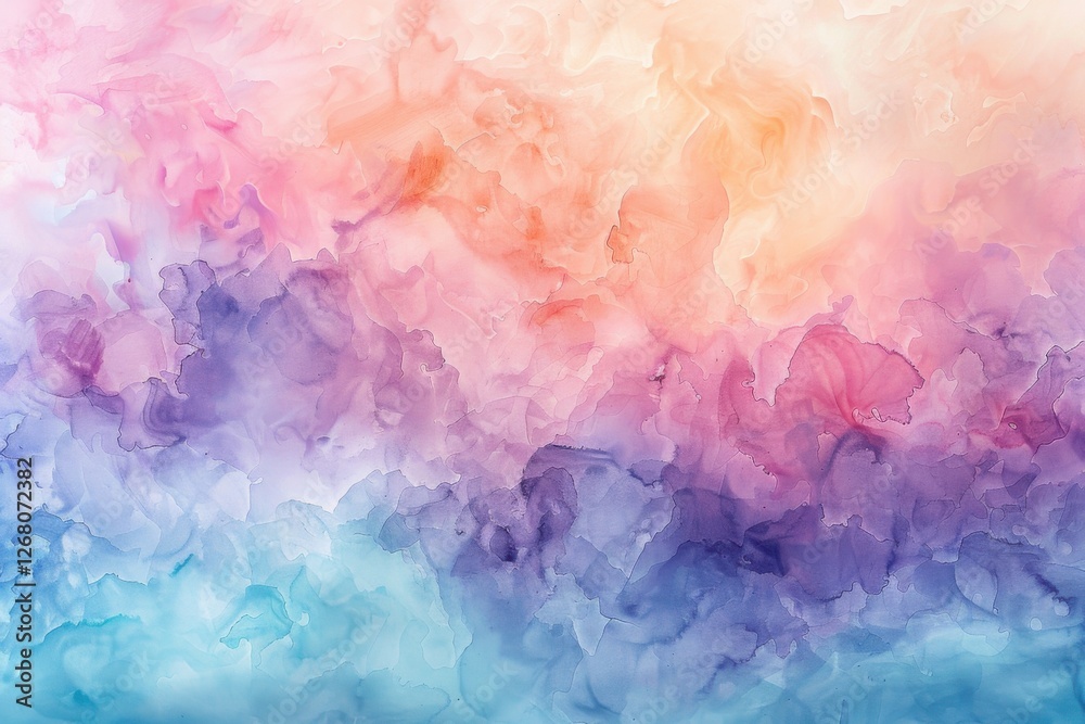 Fototapeta premium Gentle watercolor effect background in pastel pink, blue, and green, evoking a peaceful and artistic feel