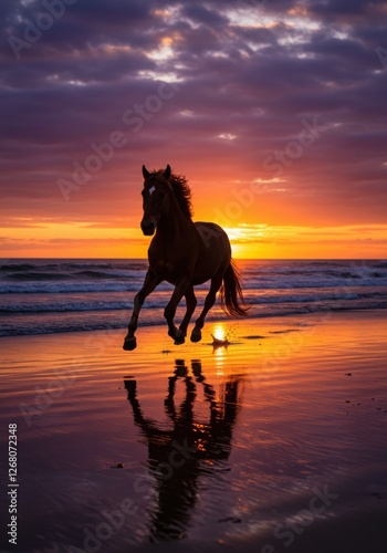 Wallpaper Mural Horse running on the beach at sunset Torontodigital.ca