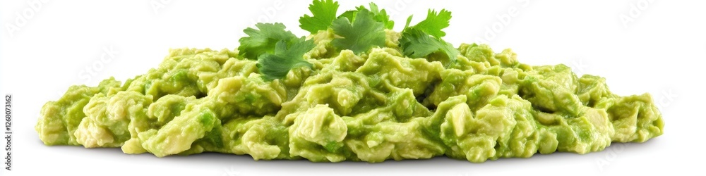 Freshly prepared guacamole topped with a sprig of parsley, ideal for use as a garnish or appetizer Freshly prepared guacamole topped with a sprig of parsley, ideal for use as a garnish or appetizer