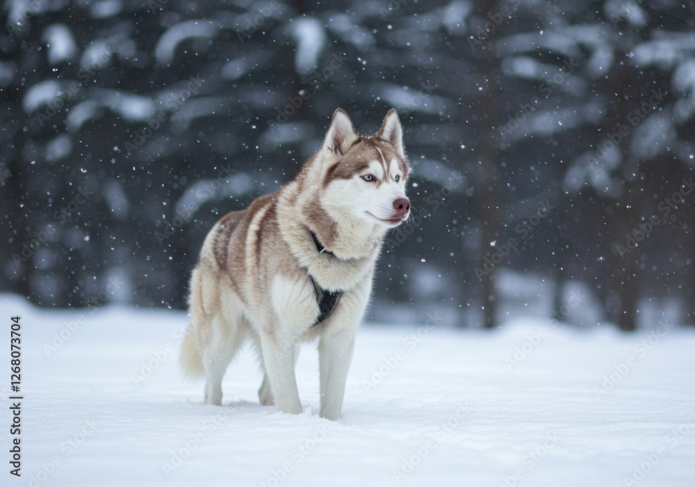Siberian Husky Standing Proud in Arctic Snow Siberian Husky Standing Proud in Arctic Snow