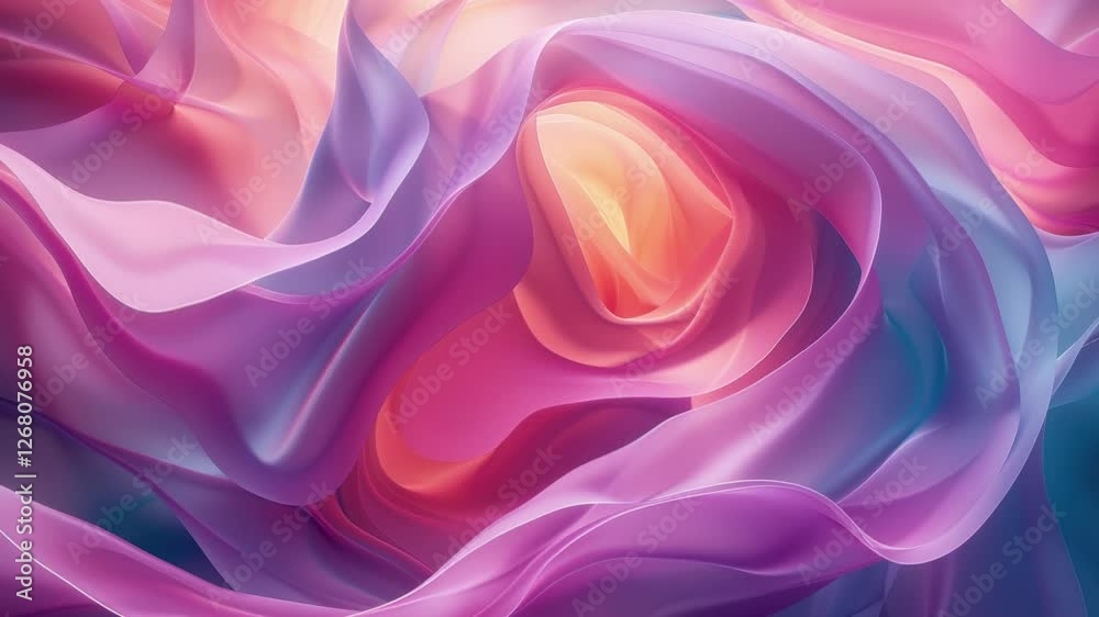 Abstract swirl of pink and purple fabric flowing gracefully, concept of fluid design and vibrant textures

