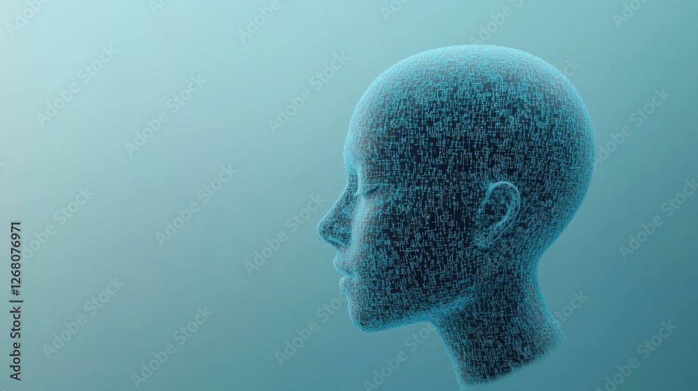 Obraz premium artificial intelligence head on blue background