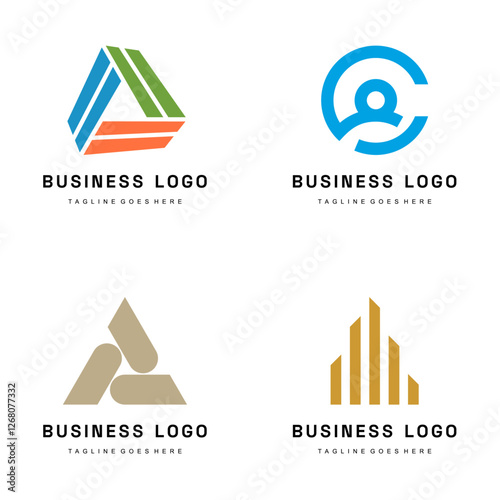 Abstract Logo Set: Triangular Circular and Building-Inspired Designs