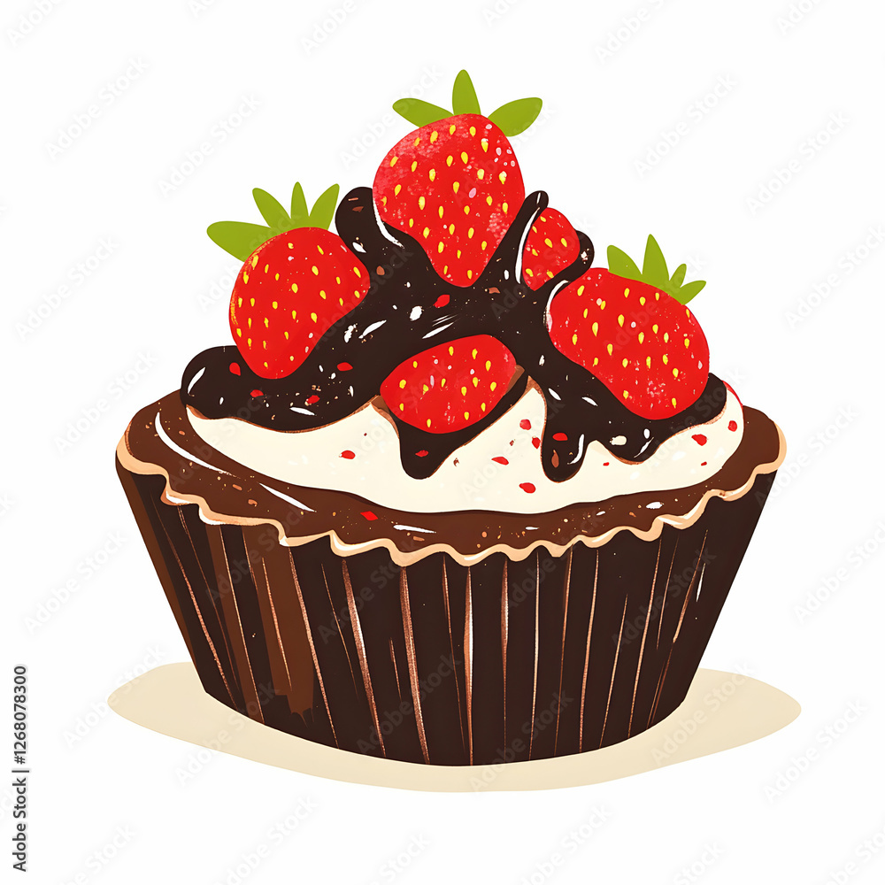 Indulge in this delicious chocolate cupcake topped with fresh strawberries and drizzled with rich chocolate sauce, perfect for dessert lovers and special occasions. Indulge in this delicious chocolate cupcake topped with fresh strawberries and drizzled with rich chocolate sauce, perfect for dessert lovers and special occasions.
