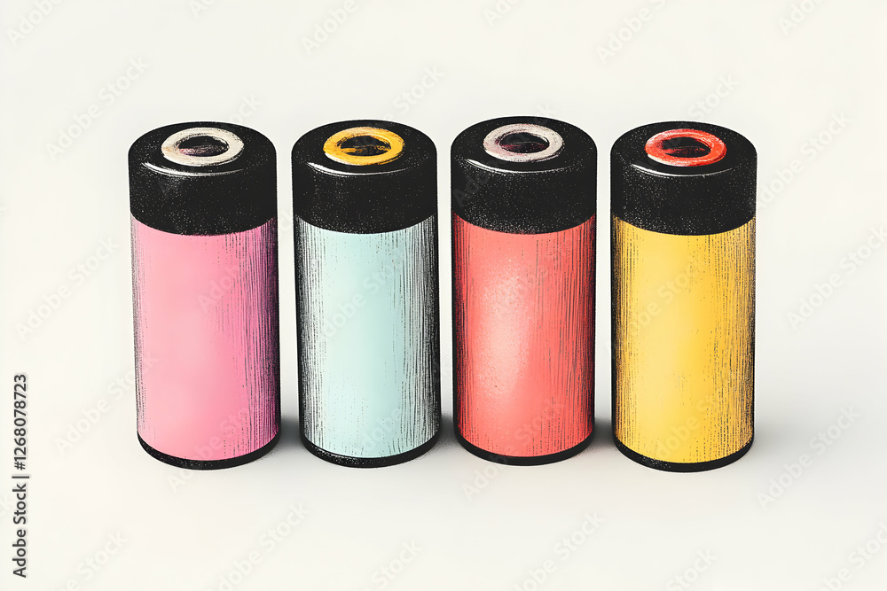 Four colorful film canisters arranged on a white background, showcasing vibrant hues of pink, blue, red, and yellow, representing nostalgia and the art of photography.