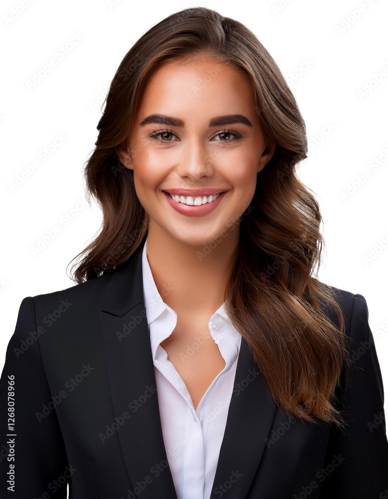 A professional headshot of a smiling young Caucasian woman in a suit, isolated against a transparent background. A professional headshot of a smiling young Caucasian woman in a suit, isolated against a transparent background.