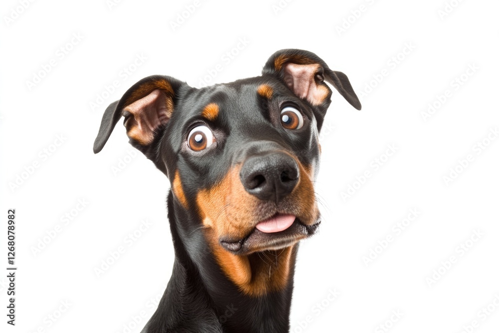 Close-up shot of a curious dog gazing directly at the lens Close-up shot of a curious dog gazing directly at the lens
