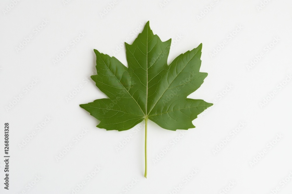 Close-up of a Green Maple Leaf on White Background Close-up of a Green Maple Leaf on White Background