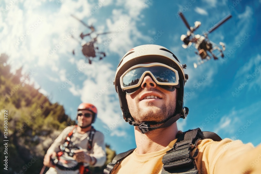 A person holding a phone to take a photo of a helicopter, useful for travel or aviation-related content A person holding a phone to take a photo of a helicopter, useful for travel or aviation-related content