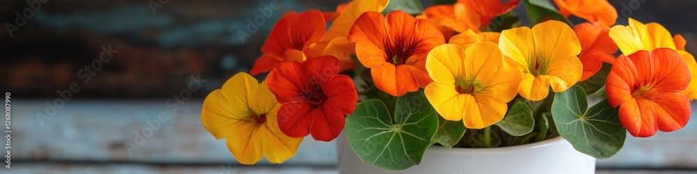 A white vase filled with bright orange and yellow flowers, perfect for home decor or arrangement inspiration A white vase filled with bright orange and yellow flowers, perfect for home decor or arrangement inspiration