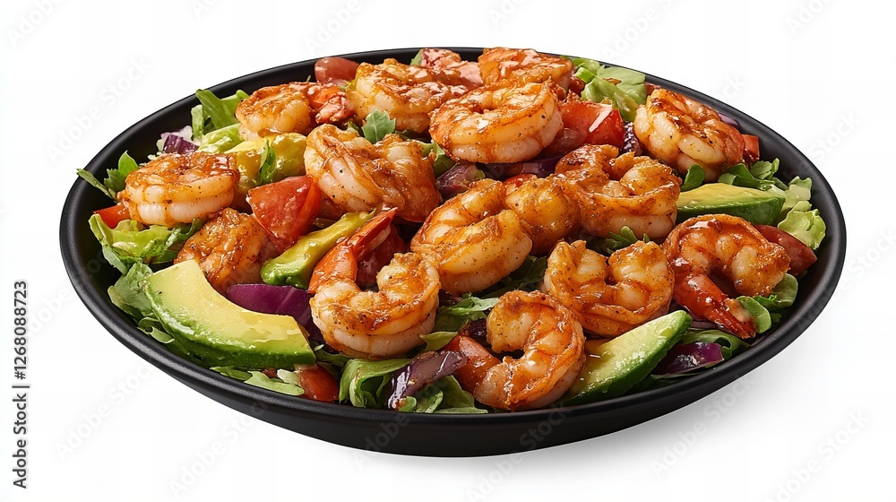 Delicious shrimp salad with avocado and red onion. A vibrant and healthy meal. Delicious shrimp salad with avocado and red onion. A vibrant and healthy meal.