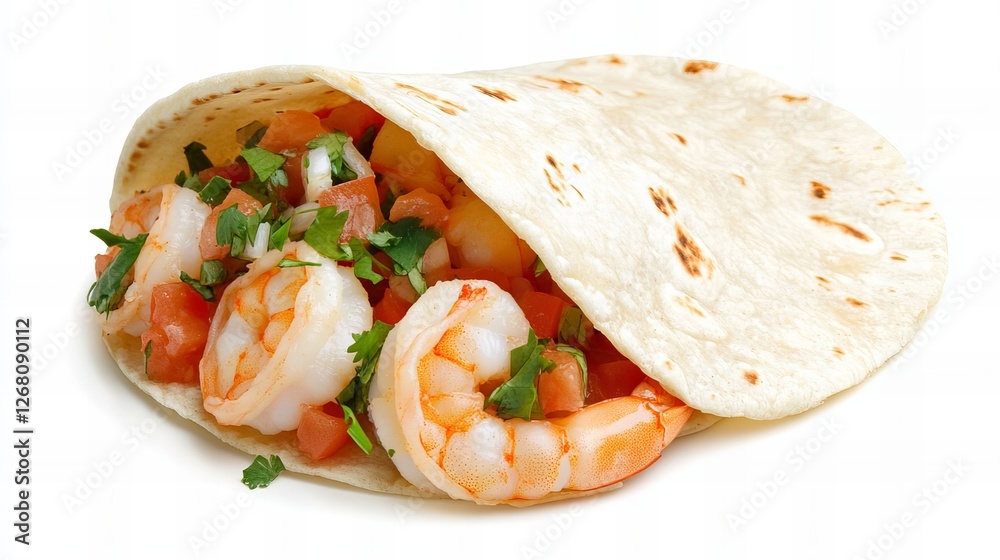Delicious shrimp taco with fresh pico de gallo. A perfect light lunch or snack! Delicious shrimp taco with fresh pico de gallo. A perfect light lunch or snack!