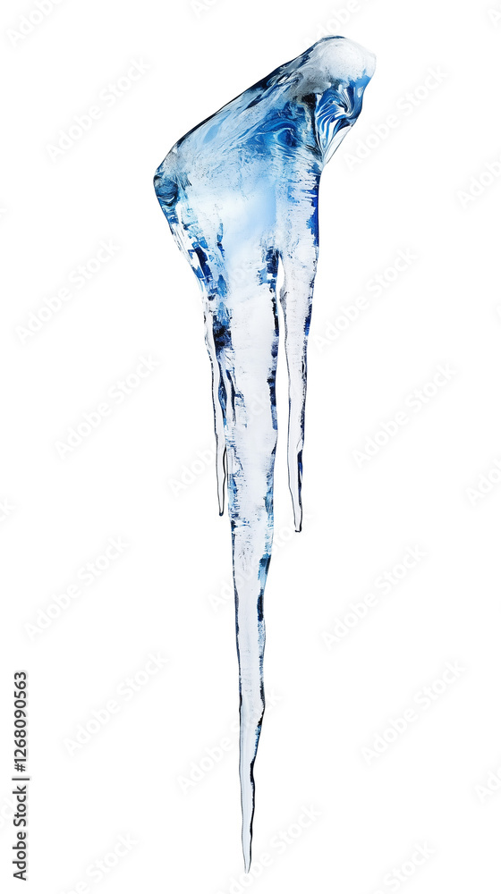 One icicle isolated on transparent background One icicle isolated on transparent background
