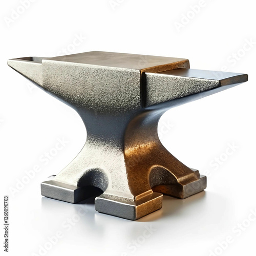 A solid, heavy anvil set against a white background,