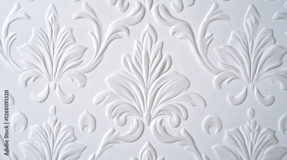 Light Grey Damask Floral Pattern Classic Textile Design with Ornate Details Light Grey Damask Floral Pattern Classic Textile Design with Ornate Details