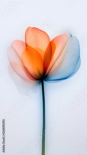 Abstract orange flower, studio shot, white background, design element