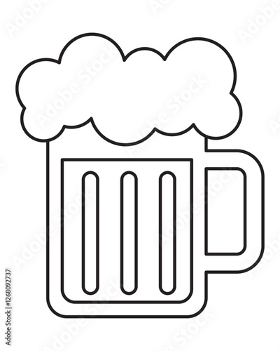 Beer mug icon with foam isolated on a white background. Beer mug outline style. Cheer up friend. Lager beer. Have a beer with your friends. Great for pub menu illustrations. Cold drinks concept.