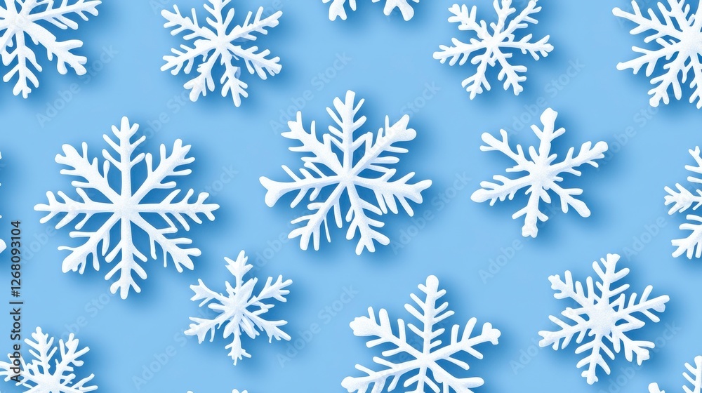 Seamless Frosty Snowflakes Pattern on Light Blue Wintry Background for Winter Themes Seamless Frosty Snowflakes Pattern on Light Blue Wintry Background for Winter Themes