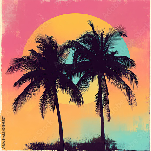 Vibrant Synthwave Beach Aesthetic