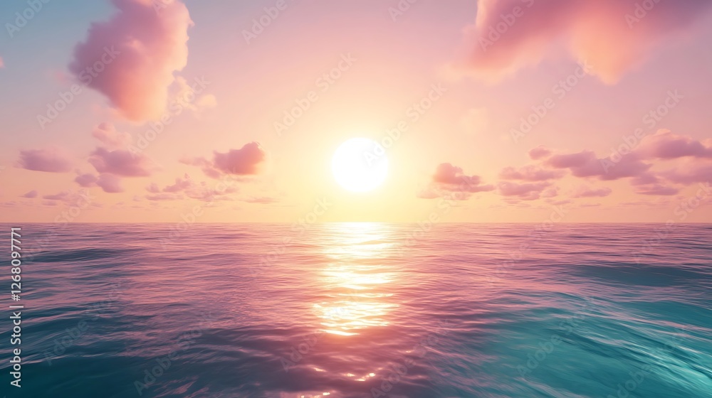 Fototapeta premium Serene Sunset Over Calm Ocean Waves
