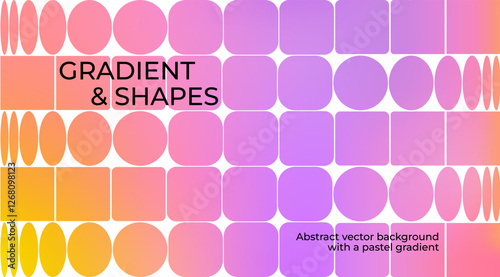 Abstract Gradient Background with Geometric Shape Pattern. Vector Poster Design with Squares and Ovals