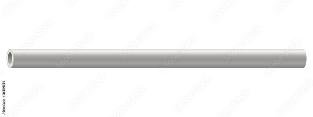 Cylinder plastic straight pipe in realistic style. Polypropylene pipe for отопления, water supply systems, industrial and construction. Vector illustration isolated on white background. Cylinder plastic straight pipe in realistic style. Polypropylene pipe for отопления, water supply systems, industrial and construction. Vector illustration isolated on white background.