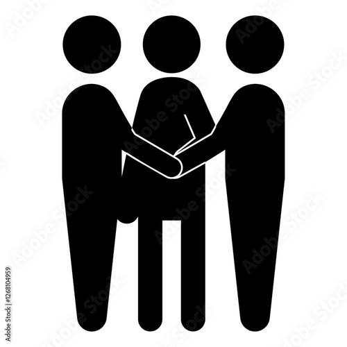 握手　協力する人たち3人のピクトグラム