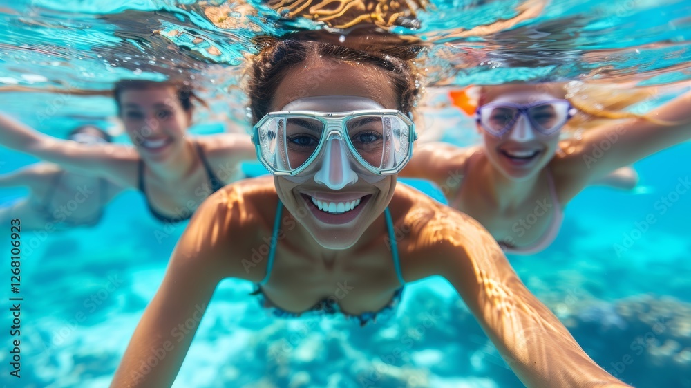 Naklejka premium happy children enjoy summer and swim in the pool