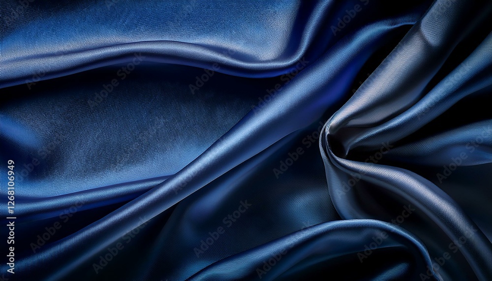 Fototapeta premium luxurious dark blue silk satin background with soft folds ideal for adding text or design with copy space image for a variety of occasions like birthdays or holidays