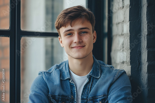 Wallpaper Mural Portrait of a handsome young man in denim clothes Torontodigital.ca