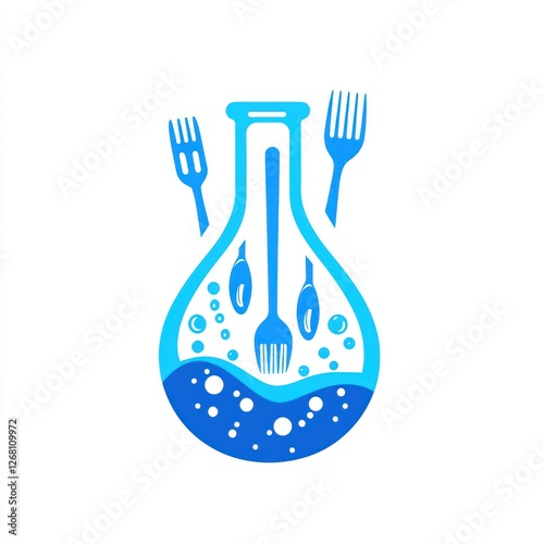 Fototapeta Naklejka Na Ścianę i Meble -  Molecular gastronomy science forks beaker food