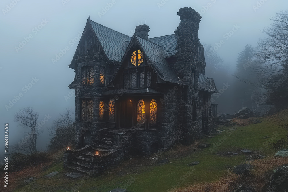 Mysterious Foggy Haunted House Mysterious Foggy Haunted House