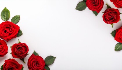 red rose flowers corner design on white