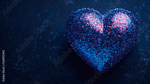 Blue Heart Sparkles on Dark Surface A Symbol of Love and Affection for Valentine s Day