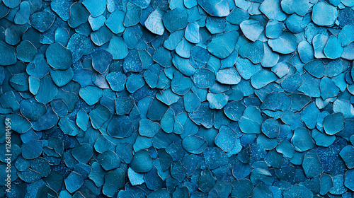 Stunning Aquamarine Stone Mosaic Wall Art Displayed with a Unique Texture and Design Pattern Elements photo