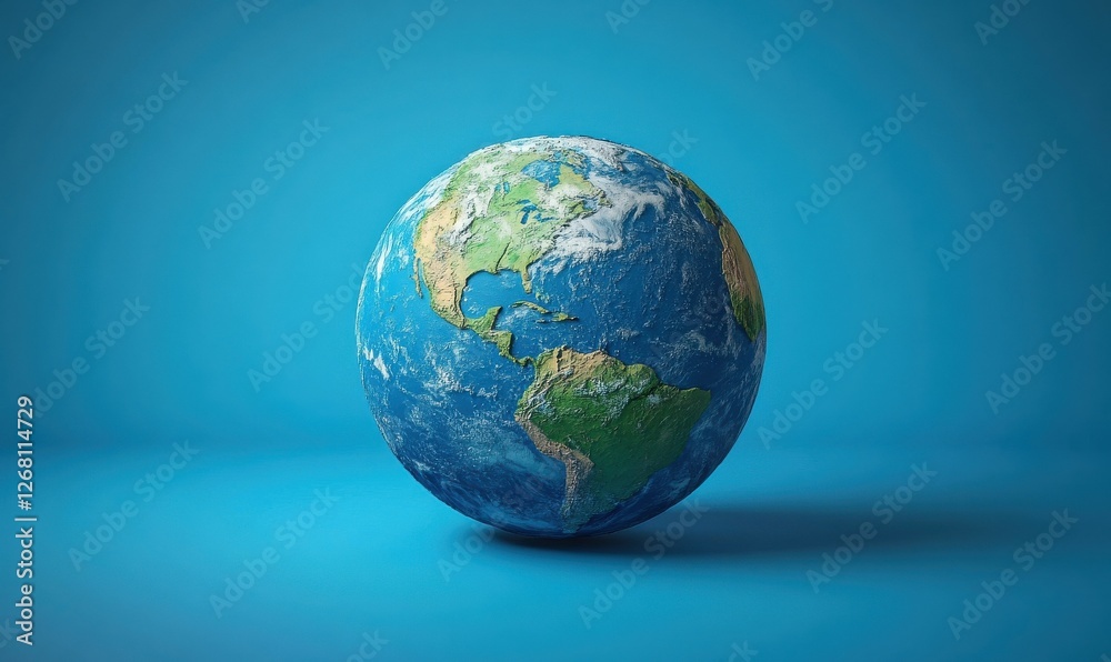 The Earth depicted in the universe, with blue 3D technological curves on a gradient blue backdrop. The Earth depicted in the universe, with blue 3D technological curves on a gradient blue backdrop.