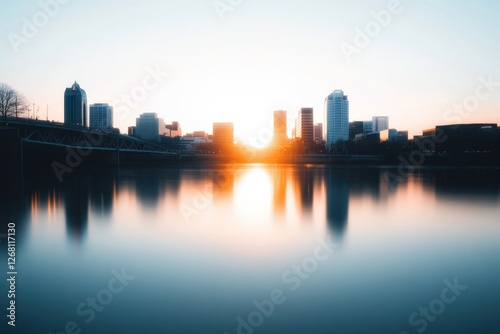 Cityscape Reflection at Sunset